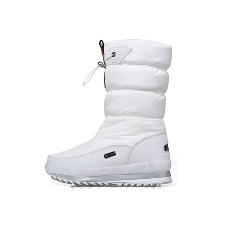 

Daeful Girl Winter Boots Plush Lined Snow Boot Zip Up Warm Booties Breathable Flat Casual Bootie Cold Weather Shoes White 4.5Y