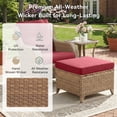 thumbnail image 4 of Unnifurnzi Outdoor Ottoman Set of 2-All Weather Wicker Outdoor Footstool with Removable Cushions Outdoor Olefin Fabric Patio Ottoman for Deck Porch Balcony Garden-Yellow/Red, 4 of 7