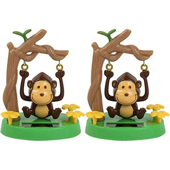 PEACNNG 2Pcs Solar Powered Dancing Toy Swinging Monkey Bobbleheads Shaking Car Dashboard Ornament for car Interior Decorations Ornament Gift