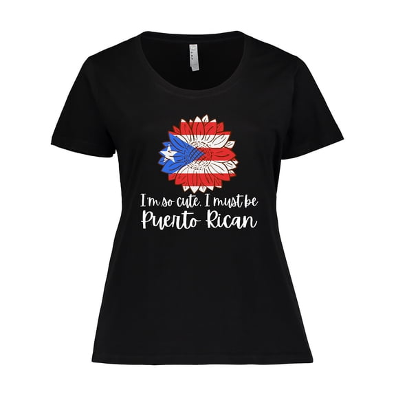 Inktastic I'm So Cute, I Must Be Puerto Rican Sunflower Puerto Rico Women's Plus Size T-Shirt