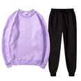 thumbnail image 2 of GILIGEGE Two Piece Sets for Women Ladies Women's Autumn and Winter Solid Color Long Sleeve Long Pants Sports Suit Light Violet 3Xl, 2 of 5