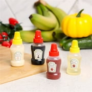 LINMOUA Condiment Squeeze Bottles, RED/YELLOW Empty Squirt Bottle with Wide Neck - Great for Ketchup, Mustard, Syrup, Sauces, Dressing, Oil, BPA FREE Plastic (4 Pcs)