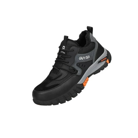 

SIMANLAN Women Safety Shoe Indestructible Work Shoes Lace Up Sneakers Unisex Puncture-proof Protection Boot Men Steel Toe Black Gray Orange 5.5