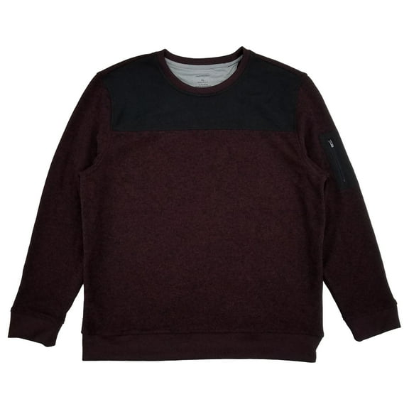 Van Heusen Mens Burgundy & Black Long Sleeve Crew Neck Fleece Sweatshirt XL
