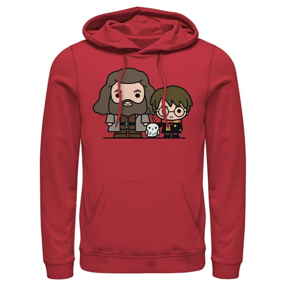Men's Harry Potter Hagrid & Hedwig Kawaii Cuties Pull Over Hoodie Red Small