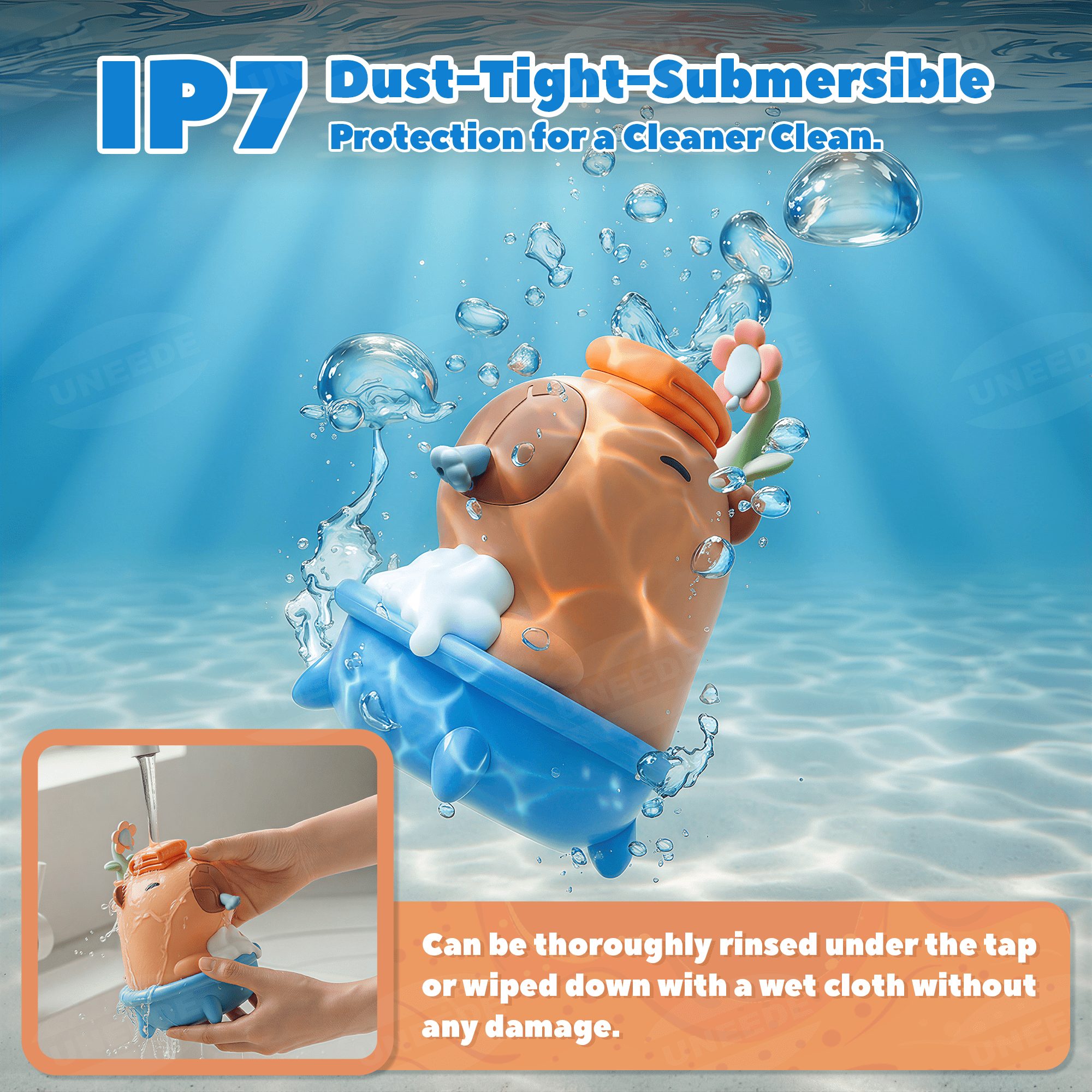 UNEEDE Capybara Soap Dispenser, Automatic Touchless Foaming with Advanced Sensor, IP7 Waterproof, Portable & Wall Mount Rechargeable, 9.5oz/280ml, Cute Soft Silicone Design for Bathroom, Decor Gifts