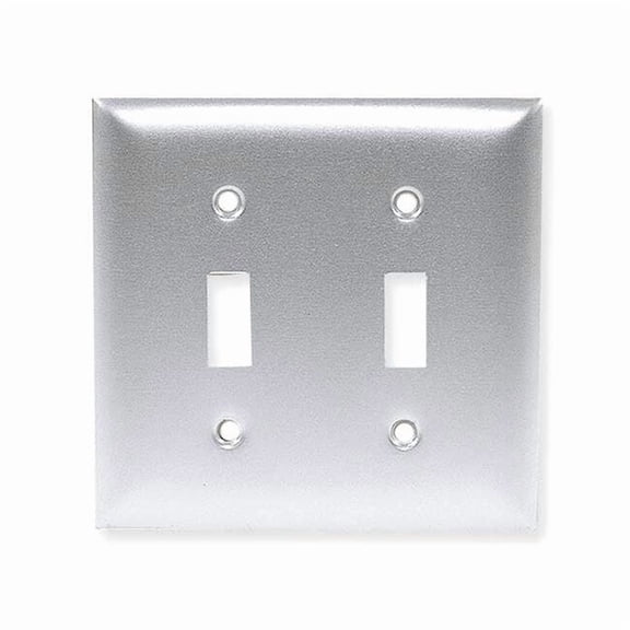 hubbell wiring systems sa2 aluminum 2-toggle switch wall plate, 2 gang, 4-19/32" width x 4-1/2" height x 3/64" thick