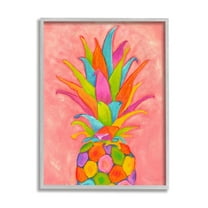 Stupell Industries Vibrant Pineapple Fruit Fun Pink Blue Yellow Grey Framed, 16 x 20, Design by Elvira Errico
