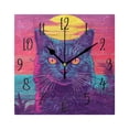 thumbnail image 6 of WOBOGO Cat before Sunset Wall Clock 7.78 Inch Battery Operated Silent Unit Square Rustic Vintage Style for Home Bedroom Office Gold Pointer, 6 of 8