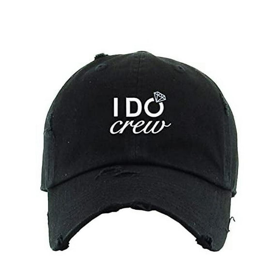 I Do Crew Vintage Baseball Cap Embroidered Cotton Adjustable Distressed Dad Hat Black