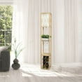 thumbnail image 5 of Simple Designs Floor Lamp Etagere Organizer Storage Shelf and Wine Rack with Linen Shade, 5 of 8