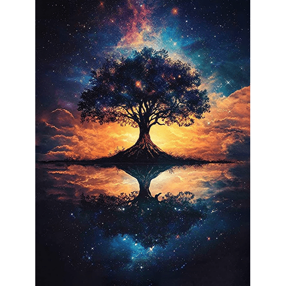 Cosmic Tree Canvas Wall Art， Suitable for Living Room， Bedroom， Office， Yoga Studio， and Meditation Room Decoration.