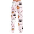 thumbnail image 6 of Womens Halloween Lounge Pants Loose Fit Sleep Pajama Bottoms Full Length Straight Leg Easy Wear Design Elastic Waist No Drawstring Comfy Home Bottoms Pink L, 6 of 6