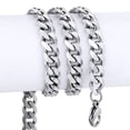 thumbnail image 2 of Hermah Silver Tone Stainless Steel Curb Cuban Necklace, 18-36 in, Hip Hop Style, 2 of 7