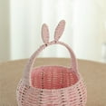 thumbnail image 6 of Wickerwise Hand-Woven Easter Bunny Ear Basket with Handle – Multi-Purpose Paper Rope Wicker Basket for Easter Egg Hunts, Picnics, Flower Arrangements, Food Storage, Party, and Home Decor, Pink, 6 of 7