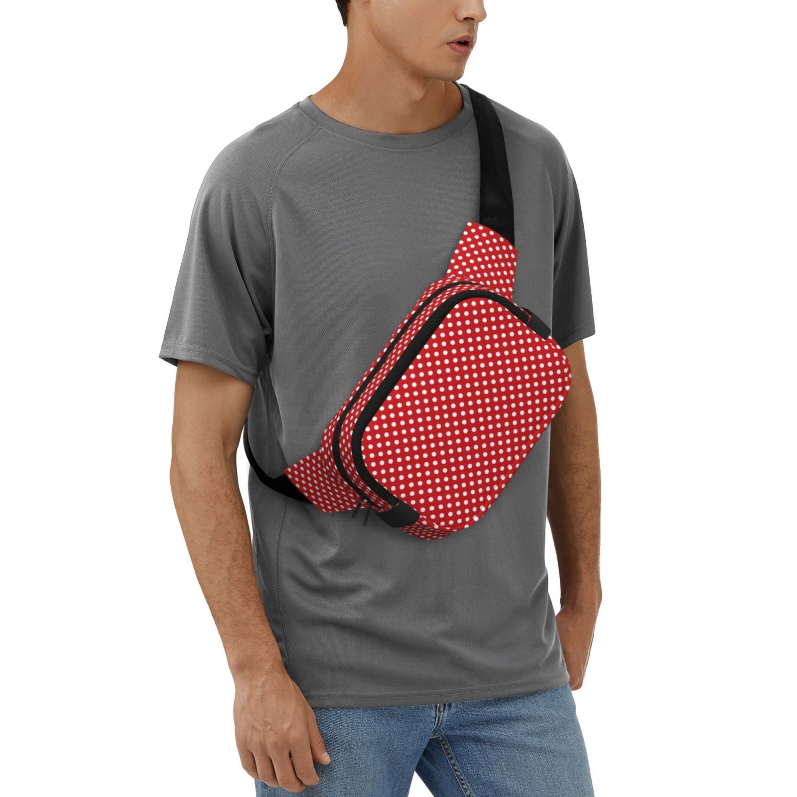 Kuqiui Red Polka Dot Print Fanny Packs for Women Cross Body Waist Bag Fashionable Fanny Pack Designer Workout Hiking Waist Pack Running Travel Gym