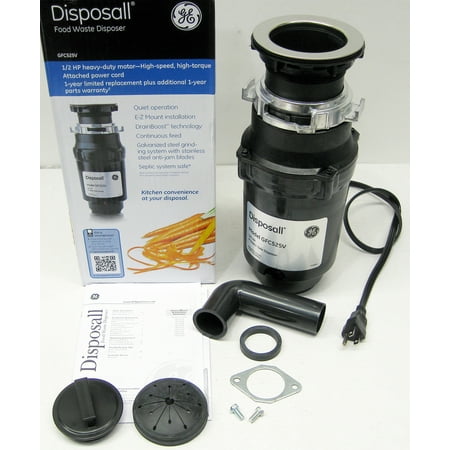 GE Continuous Feed Heavy-Duty 1/2hp Garbage Disposal with Attached