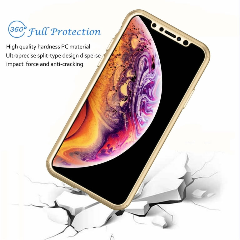 klodset Creek omfatte Cases for Apple iPhone XS Max / iPhone XS / iPhone XR / iPhone X, Njjex  Ultra Thin Hard Slim Case Full Protective With Tempered Glass Screen  Protector Case Cover -Gold - Walmart.com