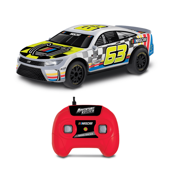 Adventure Force (1:64) Radio Control NASCAR Nano Racer Silver Stock Car, WR564C22V-SV, Child