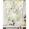 thumbnail image 3 of Yellow Grey Botanical Tie Up Curtains for Window, Spring Floral Watercolor Thermal Insulted Balloon Shade Adjustable Rod Pocket Curtains Valance Panels for Kitchen Bathroom Café 46 x 63, 3 of 7