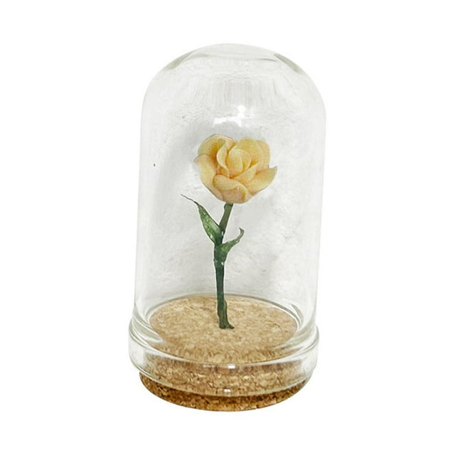 Casa de muñecas con flores en macetas, rosas para jardín de hadas naranja a escala 1/6 y 1/12