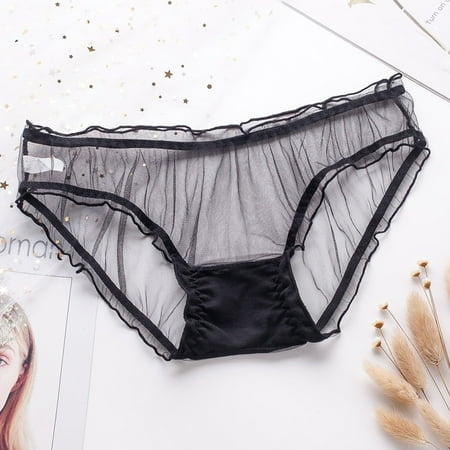 

Tangnade Plus Size Lingerie For Women Fashion Female Personality Multicolor Transparent Mesh Lace Lingerie Ladies Panties