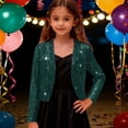 thumbnail image 3 of LYHao Girls Elegant Short Satin Jacket With Print Formal Party Wear Dressy Cardigan Outerwear Girls Jacket Coat,Sizes 13-14 Years, 3 of 7