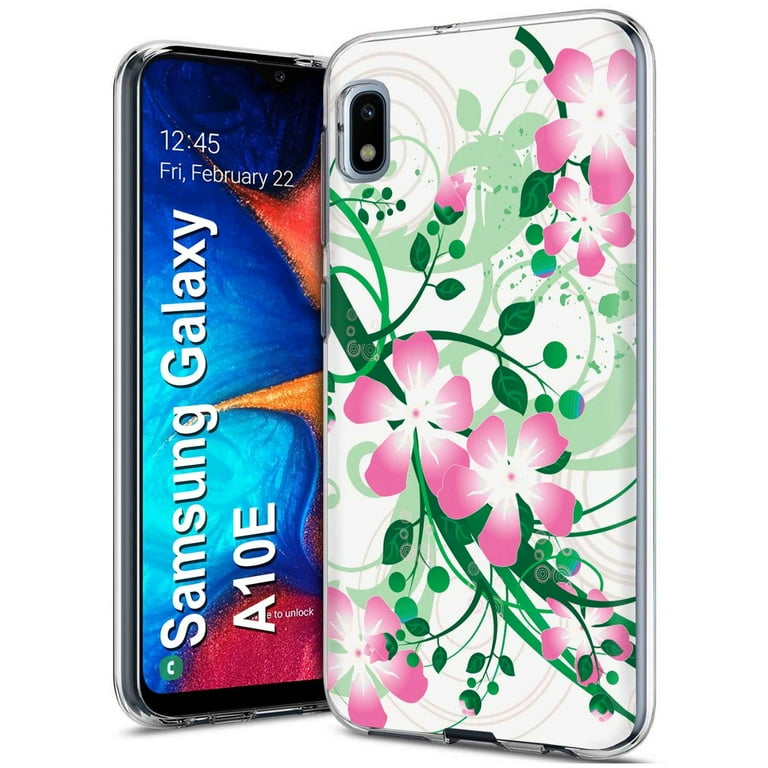 MeNi Slim Case for Samsung Galaxy A10E Light Weight Unbreakable Flexible Surround Edge Protection Pink Flower