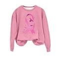 thumbnail image 2 of Kilaqueen Breast Cancer Awareness Sweatshirt Women Crewneck Long Sleeve Pink Ribbon Graphic Print Tee Shirts Plus Size Casual Loose Fit Inspirational Pullover Tops, 2 of 4