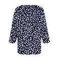 thumbnail image 3 of WTOBBY Women's Vintage Floral Print V-Neck Tunic 3/4 Sleeve Loose Fit Blouse Casual Comfort Top with Breathable Cotton Material,Navy L, 3 of 4