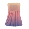thumbnail image 4 of Strapless Tube Tanks for Women - Tie Dye Smocked Backless Sleeveless Casual Summer Blouses Pink S, 4 of 4