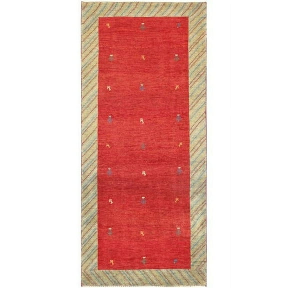 Gabbeh Collection Hand-Knotted Lamb's Wool Area Rug- 2' 9' X 6' 5'