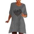 thumbnail image 1 of Haut en Coton Lin à Manches 3/4 Imprimé Solaire Mode Été Automne pour Femmes (Gris, s), 1 of 4
