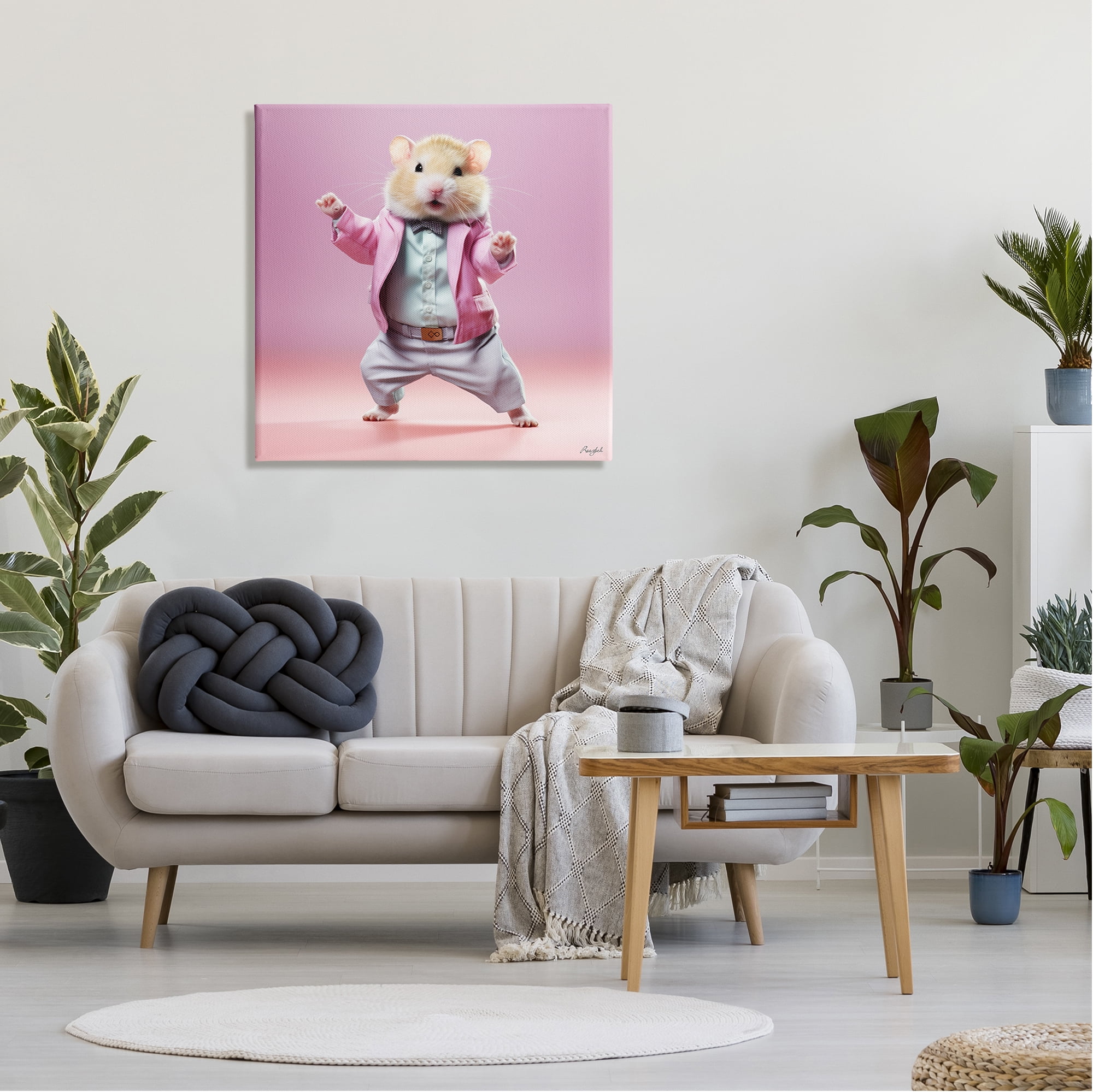 Stupell Industries Dancing Hamster Portrait Animals & Insects Painting Gallery Wrapped Canvas Art Print Wall Art, 30 x 30