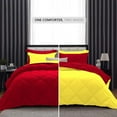 thumbnail image 2 of D.N.G. BEDDINGS 5 Piece Luxury Reversible Diamond Pattern Comforter Set Premium Super Soft, All Season 800 TC, 100% Egyptian Cotton King/California King Size Yellow/Red Solid Color, 2 of 7