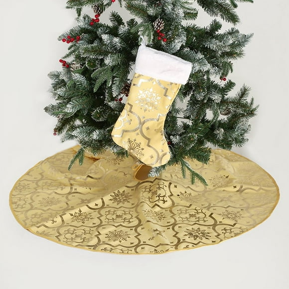 Christmas tree decoration Christmas tree skirt tree bottom apron Christmas tree skirt foot mat snowflake decoration polyester floor gift stocking mat set PINK