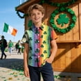 thumbnail image 4 of YUANxueke Girls Boys Button Down Shirts Funny St Patricks Day T Shirts Short Sleeve Irish Shamrock Graphic Tees Tops Casual Summer Outfits for Kids 2-15 Years, 4 of 5
