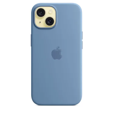 For iPhone 15 Silicone Case with MagSafe, Winter Blue