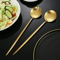 thumbnail image 4 of 2Pcs Salad Serving Utensils Set, Stainless Steel Serving Spoons, 11.42 Inch Long Handle Salad Servers, Salad Utensils for Serving, Matte Finish, Dishwasher Safe, Gold, 4 of 8