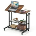 thumbnail image 1 of Patiojoy Bureau Ergonomique Assis-Debout à Hauteur Réglable, Bureau d'Ordinateur Debout avec Plateau Inclinable et Roulettes, Brun Rustique, 1 of 9