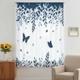 thumbnail image 3 of Blue Spring Botanical Sheer Curtains 63 Inches Long, Weeping Eucalyptus Butterfly Light Filering Curtains, Breathable Simi Curtain Privacy Drapes for Living Room Bedroom Lightweight Window Treatment, 3 of 9