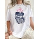 thumbnail image 1 of Camiseta De Verano Para Mujer, Cuello Redondo, Para Mochilero, Vacaciones En La CalleWomen's Casual Crew Neck Short Sleeve T-Shirt, Polyester Blend (95% Polyester, 5% Spandex), Knit Fabric, Medium S, 1 of 6