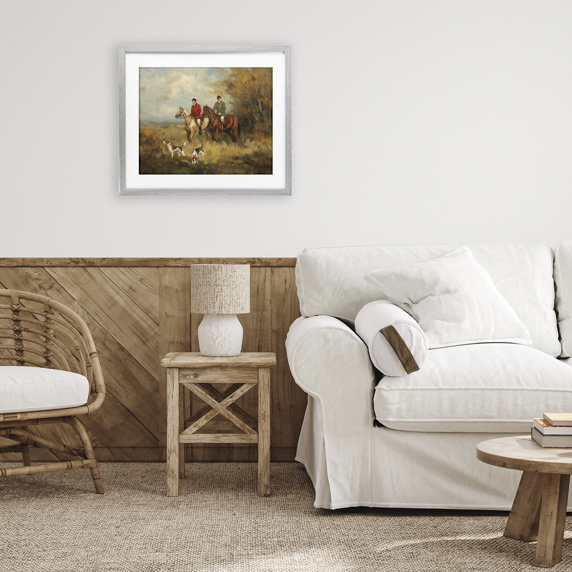 Stupell Industries Autumn Riders with Hounds Gray Framed Print Under Glass, design by Ziwei Li
