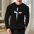 thumbnail image 2 of VBTAPA Men's Jesus Cross T Shirts Christian Religious Bible Tees Fashion Casual Long Sleeve Graphic Print Tops Big and Tall Streetwear Tees Black XXL, 2 of 6