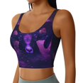 thumbnail image 2 of Rateoe Purple Starry Sky Antelope Print Womens' Sports Bras Scoop Neck Sports Vest- Padded U Back Seamless High Impact Support, 2 of 7