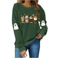 thumbnail image 2 of VKOYWKM Women's Halloween Graphic Sweatshirt Ghost Graphic Sweatshirts Crew Neck Pullover Long Sleeve Fall Party Tops Halloween Sweatshirts, 2 of 9