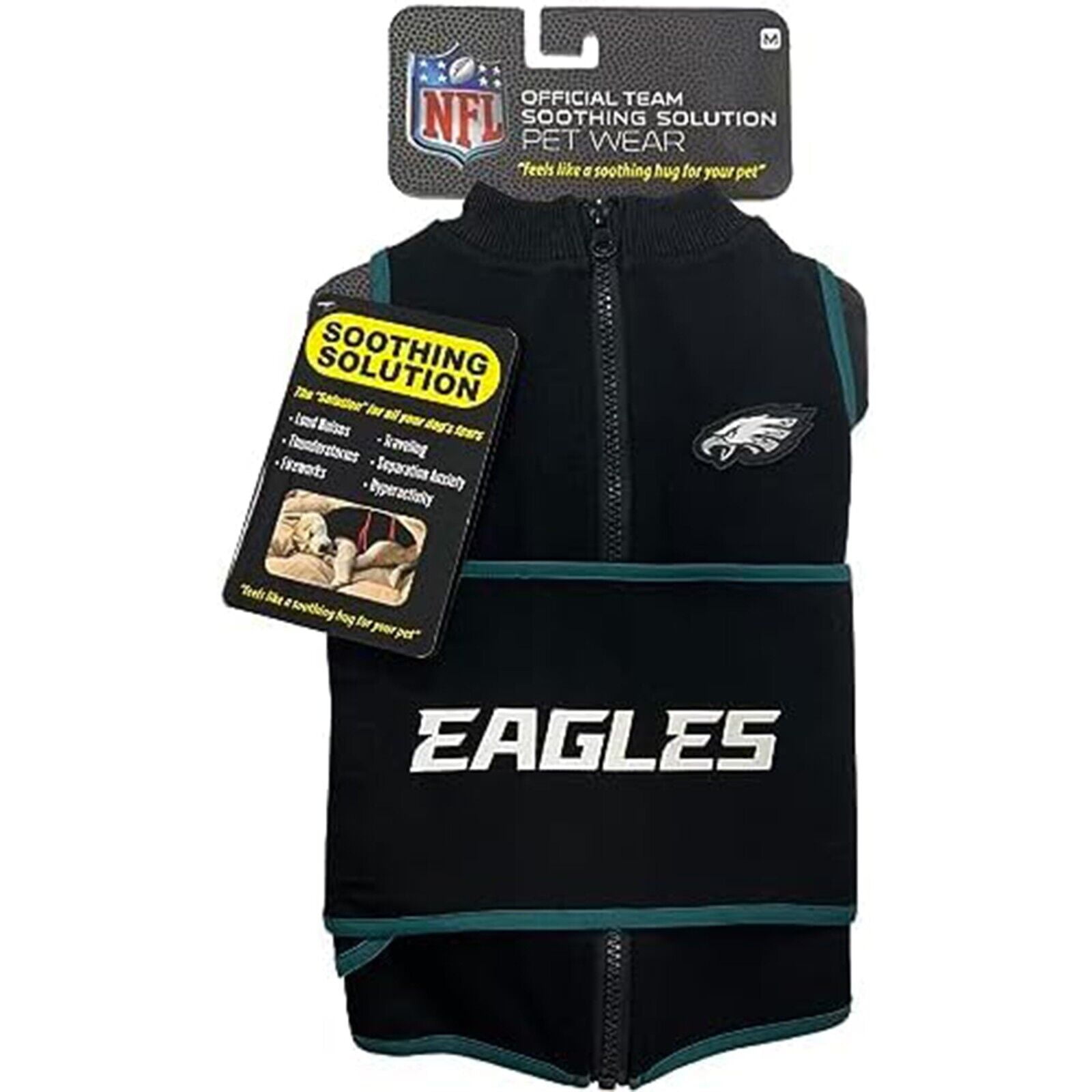 Pets First NFL Philadelphia Eagles Dog Anxiety Calming Shirt Soothing Solution Vest, Dogs & Cats Keeps Dogs Calm & Feeling Safe, Relaxing Jacket, Medium