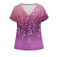 thumbnail image 4 of ZQUUVOU Women's Casual T-Shirt Boho Printing Short Sleeve V-Neck Blouse Purple (L), 4 of 5