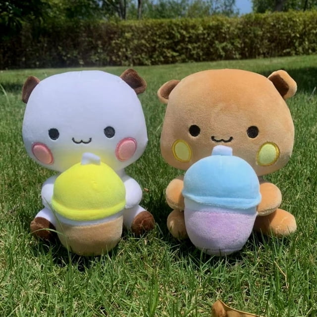 Lindo juguete de peluche Bubu Dudu, muñeco de oso panda Yier con forma de té de burbujas y leche, adorable dibujo animado de peluche para decoración del hogar, regalo de Navidad para niños