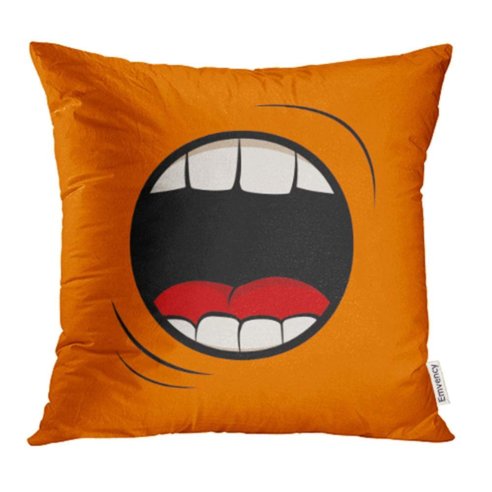 ARHOME Scream with Screaming Mouth Shout Cartoon Crazy Speak Tongue Face  Person Pillow Case Pillow Cover 16x16 inch Throw Pillow Covers 